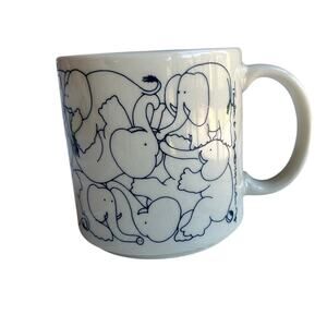 Taylor & Ng Naughty Elephants Orgy Mug Blue 1984 Japan